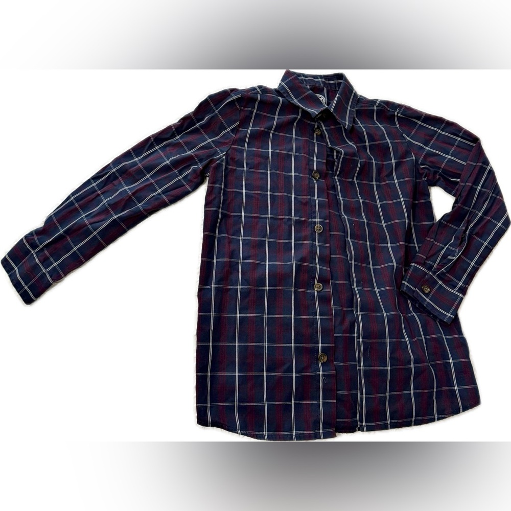 Kids' Navy and Red Plaid Button Down Shirt